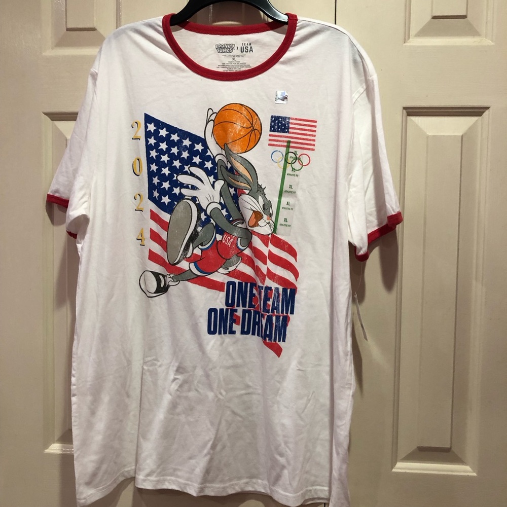 2024 Looney Tunes Team USA Basketball Ringer Tee Size XL Olympics